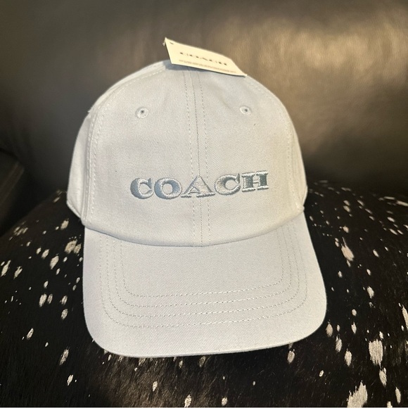 Coach Luxury Baseball Cap Adjustable Minimalist Light Blue NWT Retail $75.00 - Picture 1 of 5